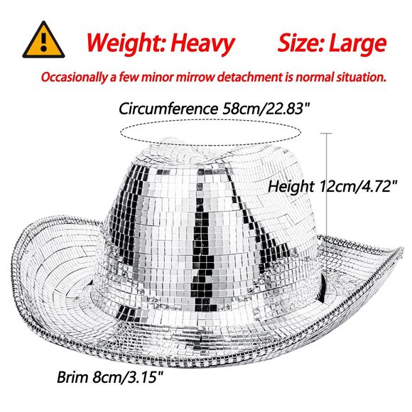 6388 Disco Ball Western Cowboy Hat - Women Men Silver Mirrored Sparkly Cowgirl main image 5